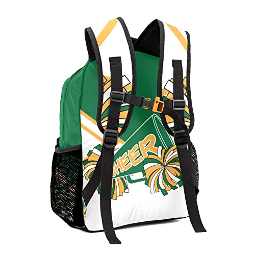 Cheerleader Green White Yellow Backpack Personalized Waterproof Casual Daypack Gift for Holiday Birthday2