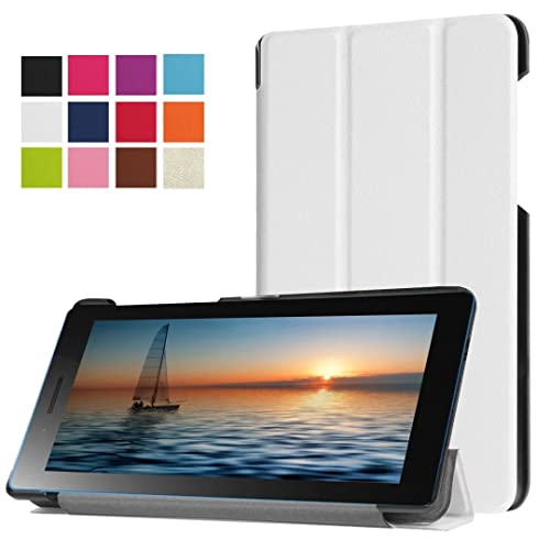 for Lenovo Tab 3 7.0 TB3-730F/M/L/N/X Tablet Cover, Ultra Slim Folio Stand Lightweight Leather Case for Lenovo Tab3 7 730F 730M 730L 730X 7 (NOT for Tab7 Essential TB-7304F and Other) (White)