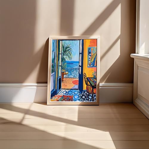 Image of BLINKART Henri Matis Aesthetic Modern Art Walls With Frame | Natural Wood Texture | Living Room Bedroom Office Wall Decoration | Poster Home Decor Frames Wall Bedroom | 12x8 Inches (D492)