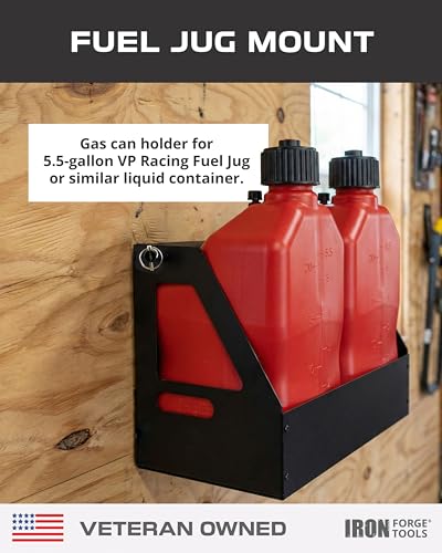 Image of Iron Forge Tools Race Fuel Jug Gas Can holder for Trailer, Compatible with VP Racing Fuel Jugs 5.5 gallon, Locking Gas Can Storage Rack with Universal Mount Hardware