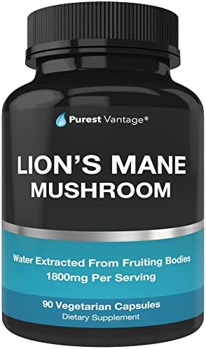 Organic Lions Mane Mushroom Capsules - 1800mg Lion's Mane Mushroo...