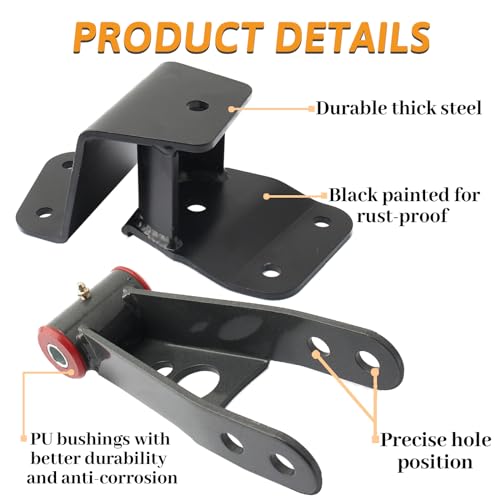 GDYDI 4'' Drop Shackles and Hangers Kit for 1988-1998 Chevy GMC C1500 2WD Lowering Set - Image 5
