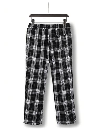 GORGLITTER Men's Checkered Baggy Pants Plaid Wide Leg Flared Drawstring Trousers with Pockets3