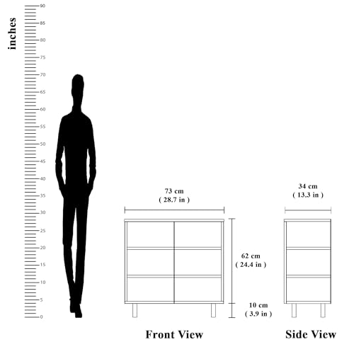 Image of VIKI Shoe Rack, Width 73cms, Brussel Walnut Colour | Pattern Ventilated Doors, Shoe Storage Cabinet for Hallway, Organizer Unit for Entryway, 1 Year Warranty