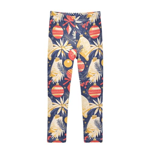 KLL Colorful Christmas Elements Design Hawaiian Girls Cotton Leggings Soft High Waisted Athleisure Pants Gym