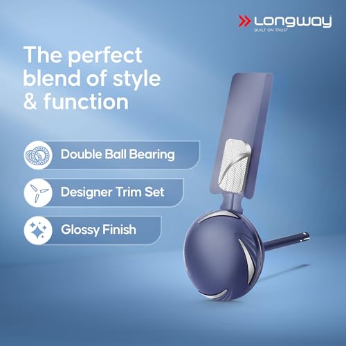Image of LONGWAY Creta P1 600 mm /24 inch Ultra High Speed 4 Blade Anti-Dust Decorative Star Rated Ceiling Fan 2 Years Warranty (Silver Blue, Pack of 1)