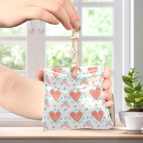 Flowers and Heart Coin Purse Leather Pouch Change Purse, Squeeze Coin Pouch for Cards, Keys & Lipsticks, Unisex4