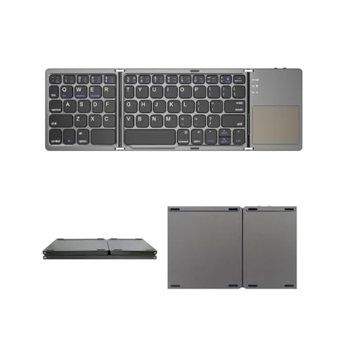 Next Plug Foldable keyboard Bluetooth Portable Wireless keyboard with touchpad USB-C Rechargeable Pocket Size compact Slim Compaitable with iPads Tablets Laptop English & Arabic.