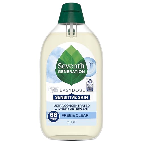 Seventh Generation EasyDose Laundry Detergent, Ultra Concentrated: 66 Loads, Free & Clear Designed for Sensitive Skin, 23.1 Fl Oz