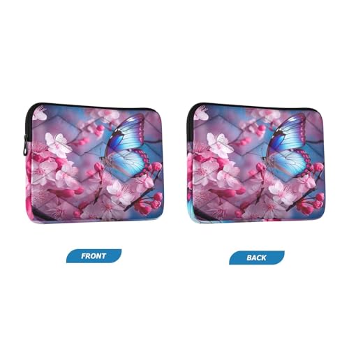 Funda para portátil 13-14 pulg azul con mariposas y flores miniatura 2