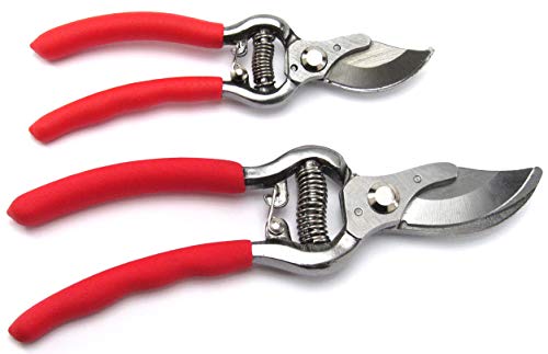 Elitexion Professional Heavy Duty Forged Bypass Pruning Shears, Garden Clippers, Hand Pruner Size 6 and 8 inches (Pack of 2)