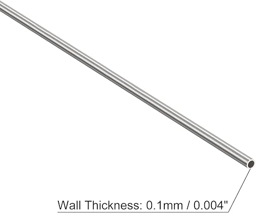 Miniatura 3 de uxcell Tubo capilar de acero inoxidable 304, diámetro exterior de 0.039 in x 0.004 in de pared gruesa de 9.843 in de longitud de metal para
