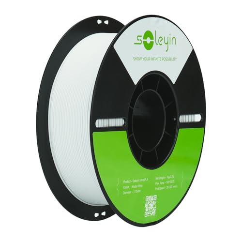 SOLEYIN Filamento PLA 1,75 mm per Stampanti 3D, Filamento Ultra PLA Veloce, 1 kg (2,2 libbre), Precisione Dimensionale +/- 0,02 mm, Alta Velocità 30-300 mm/s(Matte-Bianco)