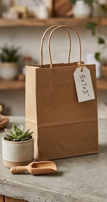 Brown Paper Carry Bags with Handle Paper Bag - 5 x 7 x 3 inch | 120 GSM Plain Kraft Paper Bags |Recyclable & Eco-Friendly Shopping Bags for Gifting, Retail, Grocery & More Pack of 25 pcs-image-8