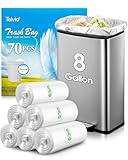8 Gallon 70 Counts Unscented Medium Trash Bags,Fit 7,8,9,10 Gal Garbage Bags by Teivio, 30 Liter Thick Bathroom Can Bin Liners,Plastic Bags for Home Office Kitchen, Clear