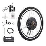 【POWERFUL BRUSHLESS MOTOR】-The 48V 1000W EBike wheel conversion kit features a powerful brushless hub motor.It runs efficiently and quietly. The max speed can reach 36 mph (58 km/h).It compatible with any 26" bicycle frame with 100mm/3.93" front drop...