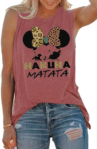 T&Twenties Tank Top for Women,Hakuna Matata Letter Printed Top Tees Funny Inspirational Casual Graphic Tops