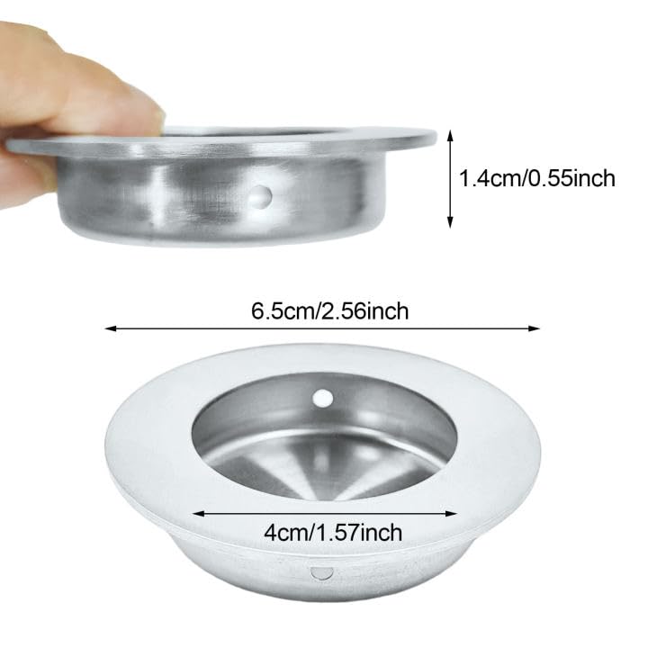 EUPSIIU 3 Pack Flush Recessed Sliding Round Door Pull Handles Hidden Stainless Steel Finger Pulls Hidden Handle,Recessed Sliding Door Handles,for Pocket Door Closet Door Barn Door (Silver) - Image 2