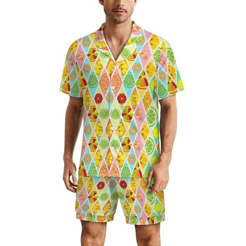 Pyjama à manches courtes pour homme léger ensemble de nuit col boutonné White-18