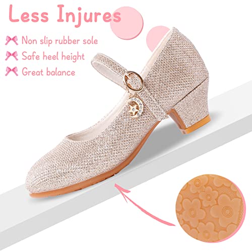 Girls Low Heel Princess Mary Jane Party Dress Shoes - Princess Ballerina Flats for School Party Wedding, Back to School Shoes for Gilrs (Little Kid/Big Kids)4