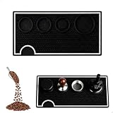 lemgyiamz Barista mata do tampingu, 40 x 20 cm, duża mata do espresso z wieloma przegródkami, antypoślizgowa mata do ubijania z PCW, do sitka, 51-58 mm, do kuchni i kawiarni, czarna