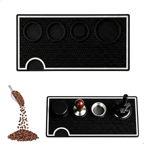 lemgyiamz Barista mata do tampingu, 40 x 20 cm, duża mata do espresso z wieloma przegródkami, antypoślizgowa mata do ubijania z PCW, do sitka, 51-58 mm, do kuchni i kawiarni, czarna