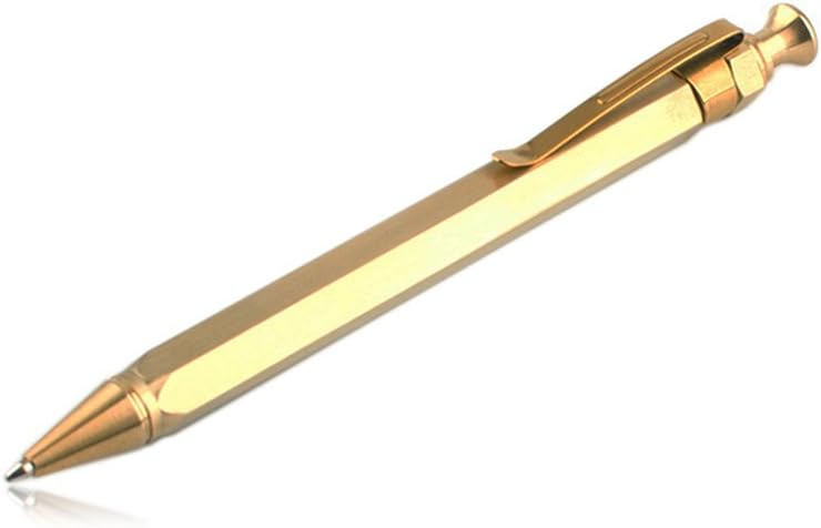 Six-Edge Solid Brass Pen, Sign Pen Ballpoint Pen with Clip