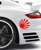 Hochwertiger Vinyl-Aufkleber. Stickumupuk Autoaufkleber, Motiv: Aufgehende Sonne (groß), hochwertiger lustiger Vinyl-Aufkleber, Rot