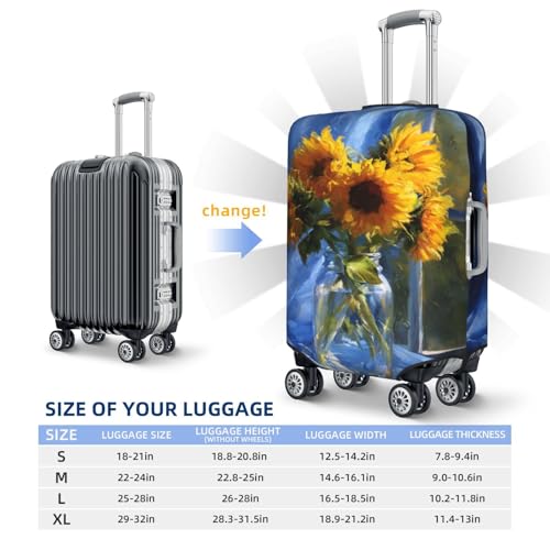 Sunflowers In Glass Vase On Table Window Elastic Travel Luggage Covers Dustproof Scratch-Resistant Suitcase Protector Fit 22-24 Inch4