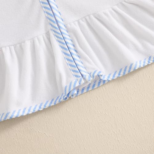 Image of Girls Hooded Terry Coverups One Piece Swimsuits Beach Stripe Trim Zip Up Fly Sleeve Swim Cover Up Swimwear