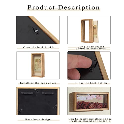 Image of Shadow Box Frame 5x10 Shadow Box Display Case with Linen Back of Awards Memorabilia Flower, Pictures, Keepsakes、Bouquet、Medals and More Photos Memory Box Long Skinny