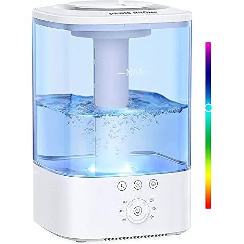 PARIS RHÔNE Luftbefeuchter Schlafzimmer 3.5L Top-Fill Humidifier Aroma Diffuser, 30H Leise Raumbefeuchter mit 360° Drehbare Düse, 8H Timer, 7-Farben-Nachtlicht für kinderzimmer Pflanzen Cover