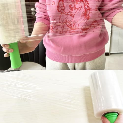 QILIMA 2 Sätze der Industrielle transparente Stretchfolie mit Griff, 12,7 cm, 304,8 m, 80 Gauge für Palettenverpackung, langlebig, selbstklebende Verpackung, Umzug, Verpackung, robuste Schrumpffolie