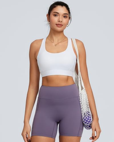 Image of RUNNING GIRL Sports Bras for Women High Support,Molded Cup Racerback Sports Bra with Sewn in Pads Workout Running Bra(WX3176White,M)