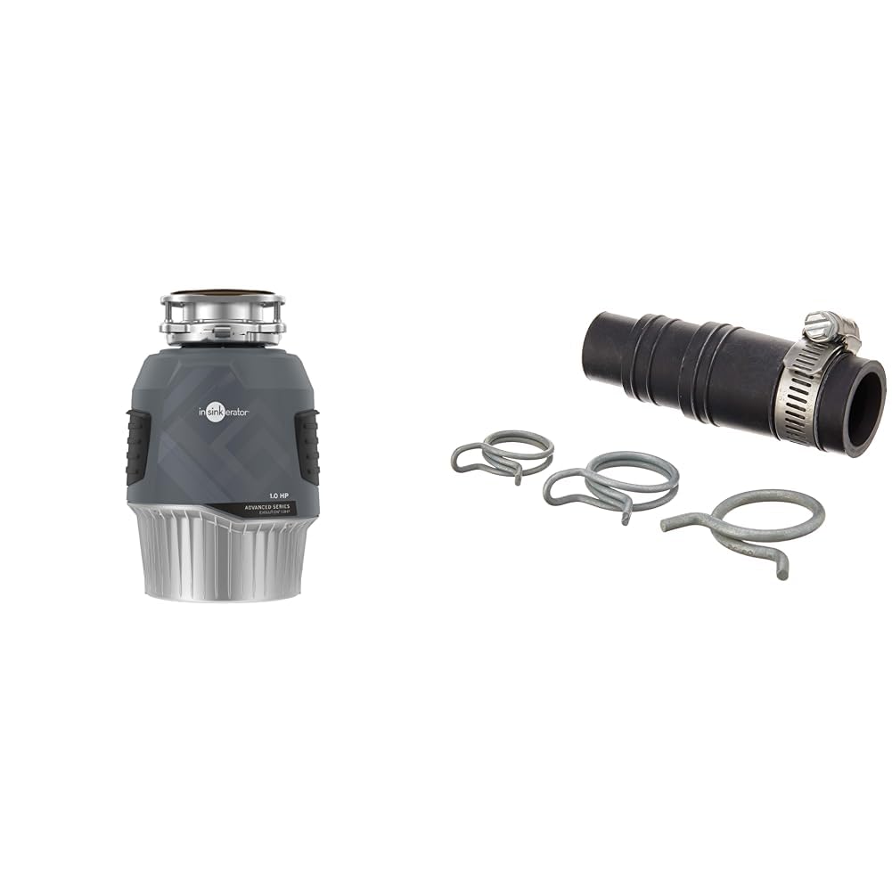 InSinkErator EVOLUTION 1HP 1 HP, Advanced Series Continuous Feed Food Waste Garbage Disposal, Gray &amp; DWC-00 Dishwasher Connector Kit