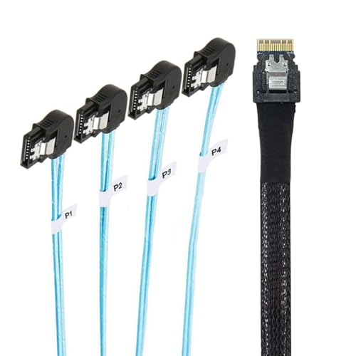 Cable PCIE Slimline SAS 4.0 SFF-8654 a 4 SATA 7Pin 0.5 m miniatura 2