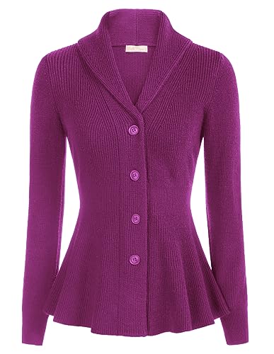 Image of Belle Poque Women Vintage Cardigan Sweater Shawl Lapel Button Down Sweater Outwear Coat