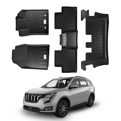 Image of Car Floor Mat for XUV 700 (2021-2025) (7 Seater) Custom Fit, Heavy Duty & Anti-Slip 3D TPE Floor Mat | Easy to Clean, All Weather Resistant, Waterproof & Dustproof Car Foot Mat for XUV 700