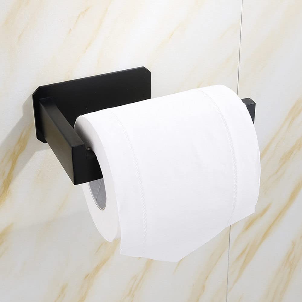 Toilettenpapierhalter aus Edelstahl selbstklebend in Toilettenpapierhalter Schwarzes Finish ohne Schraube,Schwarz