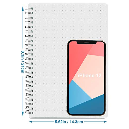3-Pack-Spiral-Dot-Grid-Notebook-A5-Bullet-Dotted-Journal-Total-240-Sheets-480-Pages-100gsm-White-Paper-Transparent-Hardcover-58X825-in
