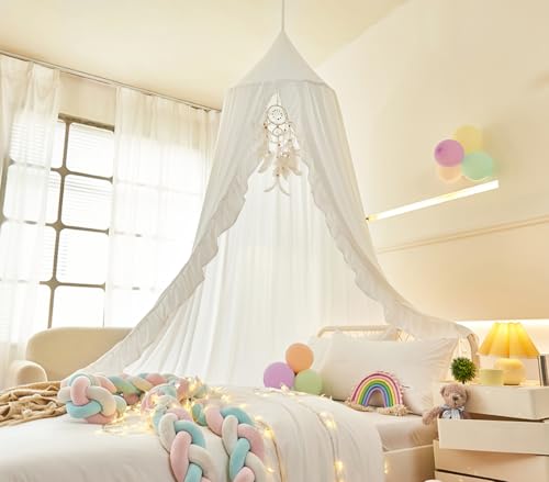 Mengersi Bed Canopy for Girls, White, Modern Style, 5"W x