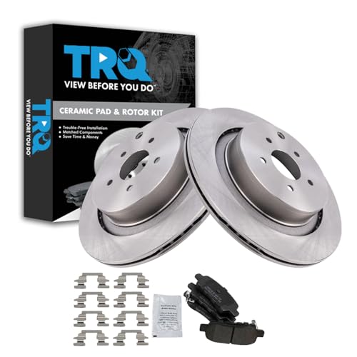 Image of TRQ Rear Brake Pad and Rotor Set Semi Metallic Rotors Compatible with 2012 Infiniti M56 2018 Q70