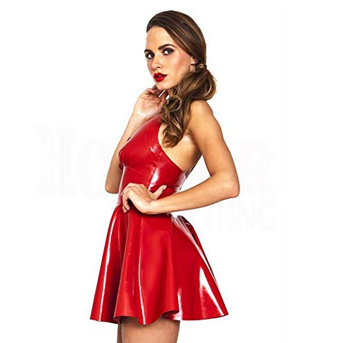 Vrouwen Latex Jurk Nachtclubs Kunstleer Kostuums Sexy bodycon-lingerie Paaldanskleding,Red-M - Image 3