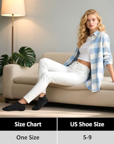 6 Pairs Pilates Socks for Women, Non Slip Yoga Socks with Grips for Barre Ballet Athletic Workout Barefoot Hospital4