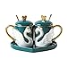 SCZWP8 Spersonalizowane kubki kubek do kawy, kubek dla pary kubek pary łabędzia ceramiczny kubek do kawy z łyżką i spodkiem porcelanowy kubek do herbaty kubki espresso prezenty dla par chłopców