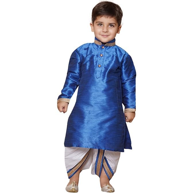 Image of AJ DEZINES Kids Ethnic Wear Pure Cotton Dhoti Kurta Set For Boys
