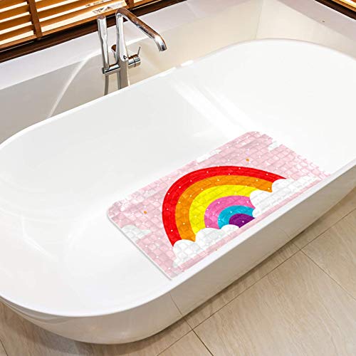 Tapis de bain bébé rose arc-en-ciel texturé pour une douche sécurisée