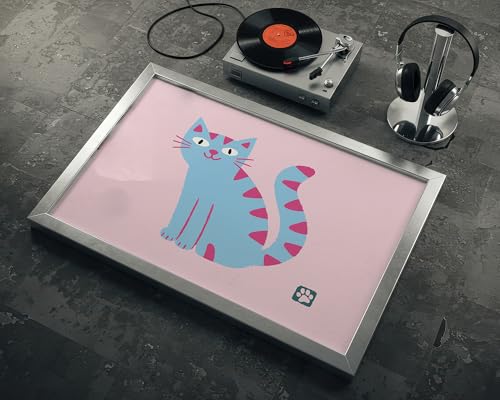 スカイブルー〈いろどり猫〉アートポスター A4 / 日本製 ギャラリー品質 マット紙 玄関 絵画 インテリア おしゃれ かわいい ねこ フレームなし 猫のアートギャラリー [3]