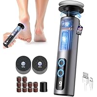 3.0 Upgrade Electric Foot File【Eliminate 99.92% Keratin in 3 Minutes】【3 in 1-9 Speed Adjustment + LED Display 】 Electric Foot File Hard Skin Remover Foot 80 Mesh + 120 Mesh Sandpaper Grey