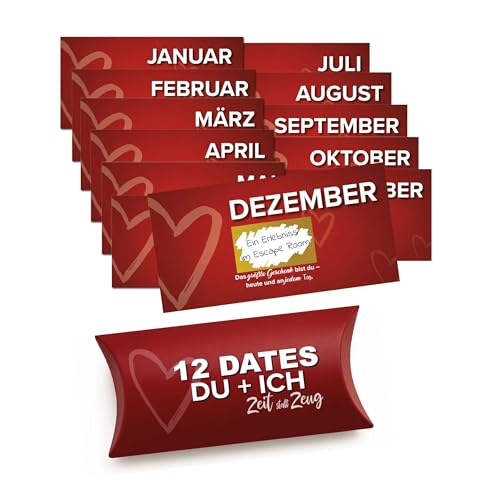 FORYOU24 Jahr Dates Rubbelaufkleber – Geschenk für Paare – 12 Monate Date Ideen zum Freirubbeln – Romantisches DIY Geschenk für Freundin, Freund & Ehepartner